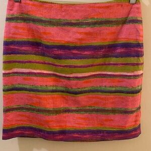 Ann Taylor Red & Orange Striped Mini Skirt